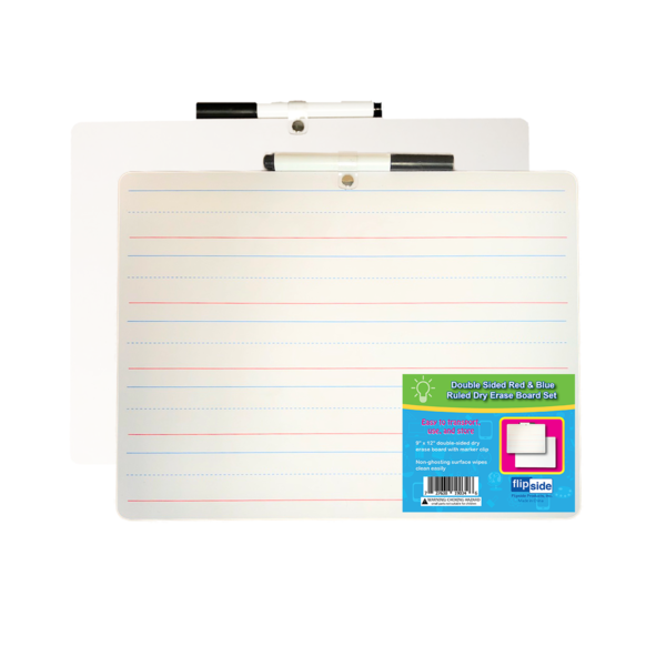 Flipside Products 9 x 12 Two Sided Red & Blue Ruled/Dry Erase with Attached Marker, PK12 19134